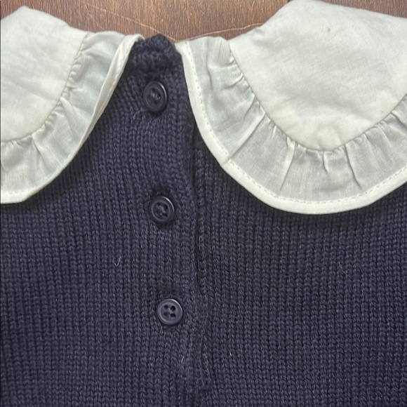 Janie and Jack The Cable Knit Bow Sweater, White Collar and Bow, Size 12-18 M - Picture 13 of 14
